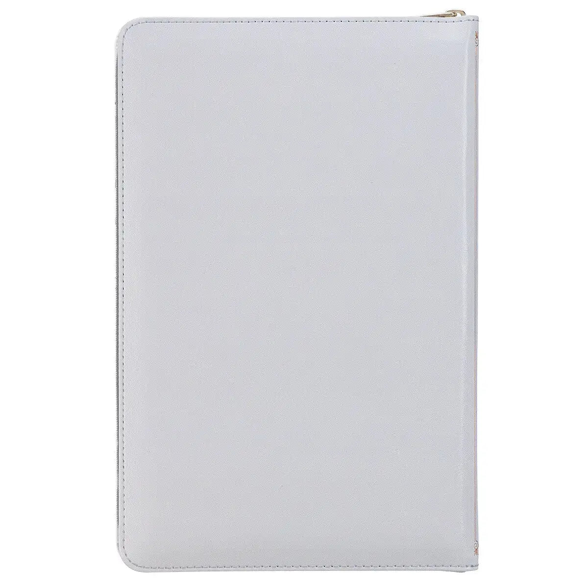Frosty Gray & Pink¬†Floral Faux Leather King James Version Deluxe Gift Bible with Thumb Index & Zipper¬†Closure