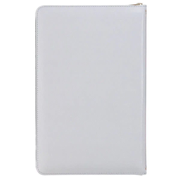 Frosty Gray & Pink¬†Floral Faux Leather King James Version Deluxe Gift Bible with Thumb Index & Zipper¬†Closure