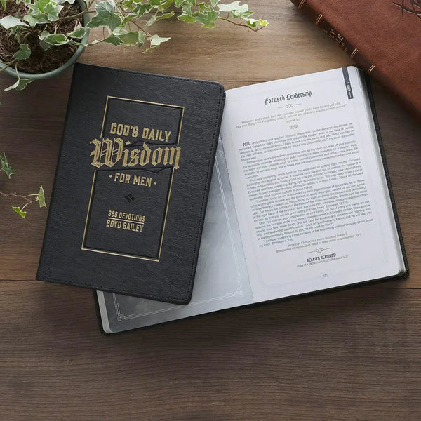 God's Daily Wisdom For Men Black Faux Leather Devotional