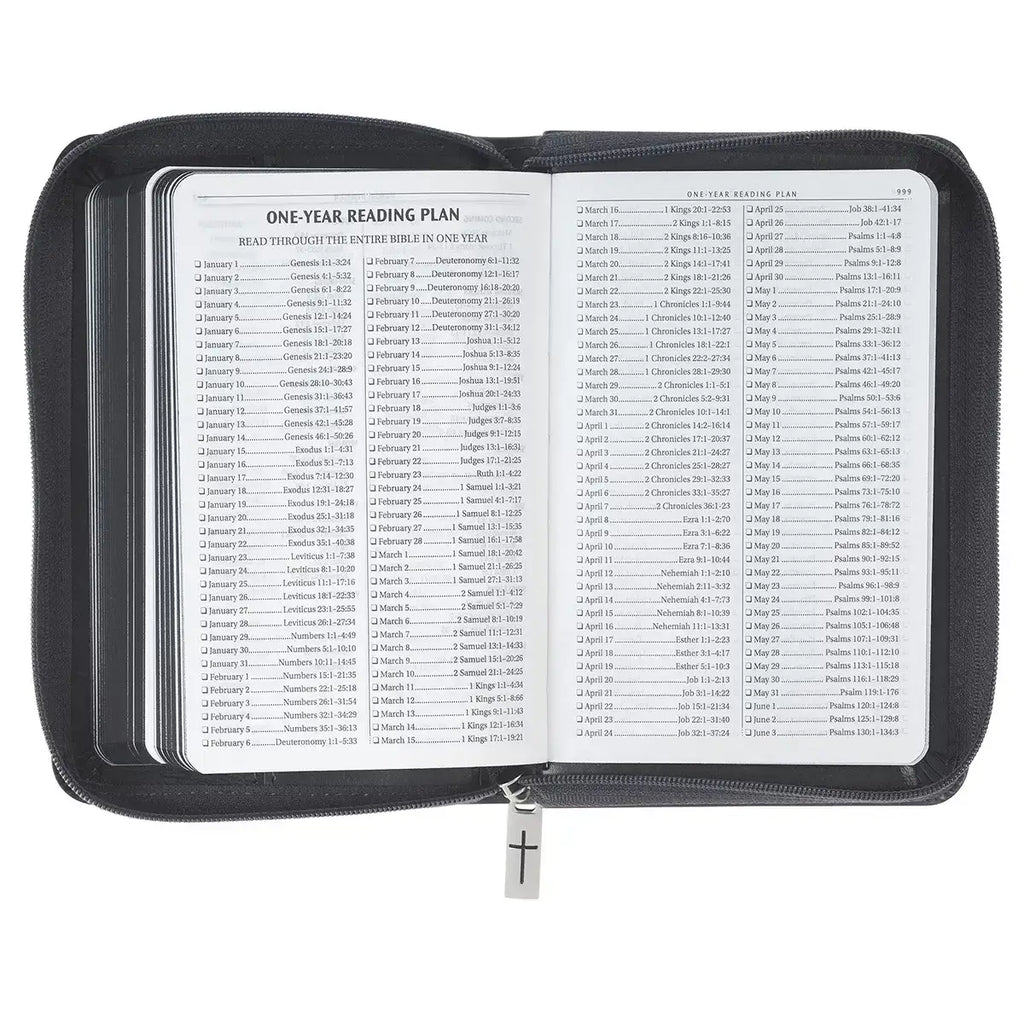 Gray Lion Faux Leather King James Version Pocket Bible with Zipper Closure