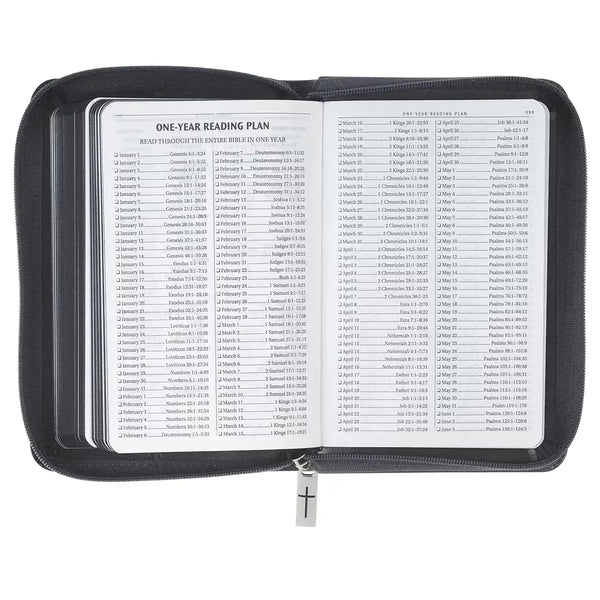 Gray Lion Faux Leather King James Version Pocket Bible with Zipper Closure