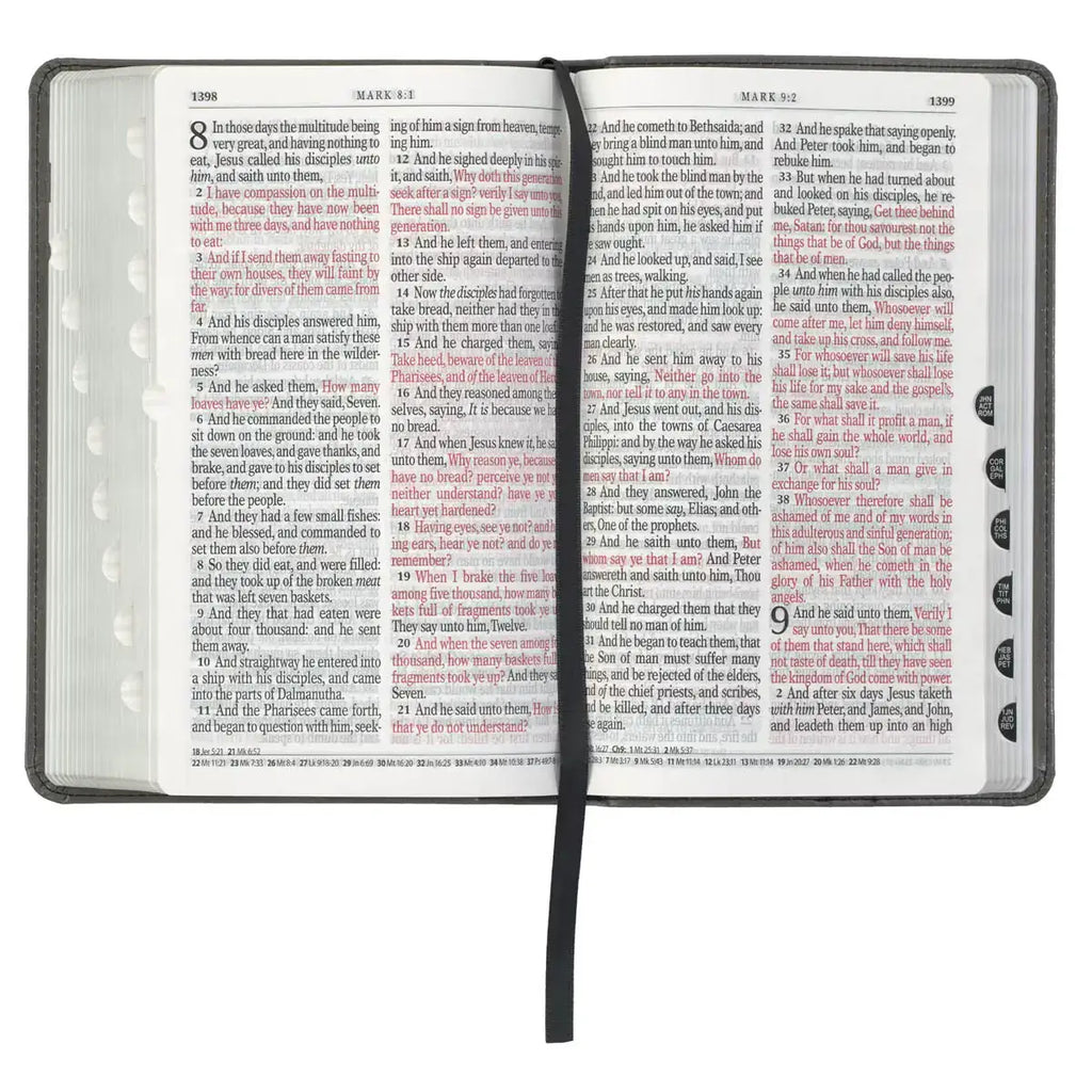 Gray & Black Faux Leather Giant Print Standard-size King James Version Bible with Thumb Index