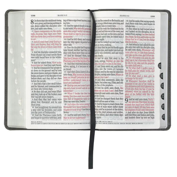 Gray & Black Faux Leather Giant Print Standard-size King James Version Bible with Thumb Index