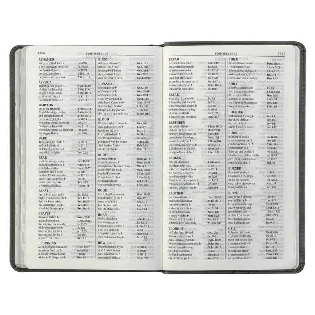 Gray & Black Faux Leather Giant Print Standard-size King James Version Bible with Thumb Index