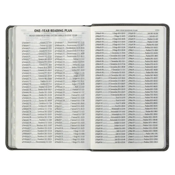 Gray & Black Faux Leather Giant Print Standard-size King James Version Bible with Thumb Index