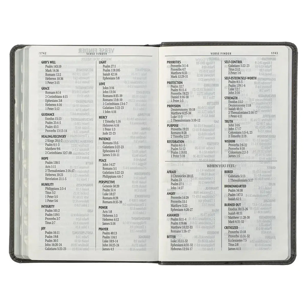 Gray & Black Faux Leather Giant Print Standard-size King James Version Bible with Thumb Index