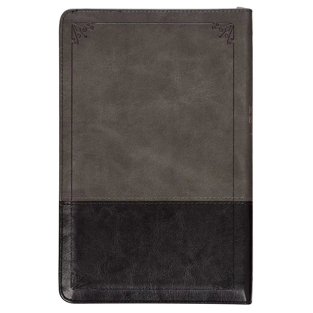 Gray & Black Faux Leather King James Version Deluxe Gift Bible with Thumb Index & Zippered Closure
