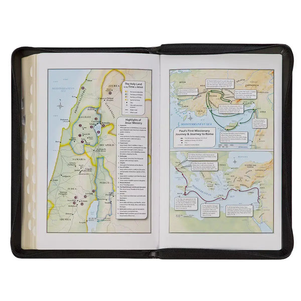 Gray & Black Faux Leather King James Version Deluxe Gift Bible with Thumb Index & Zippered Closure