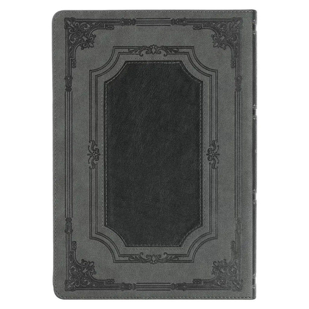 Gray with Black Inlay Faux Leather Super Giant Print King James Version Bible with Thumb Index