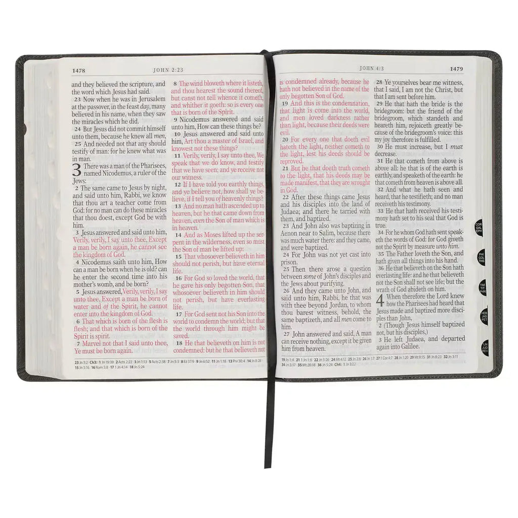 Gray with Black Inlay Faux Leather Super Giant Print King James Version Bible with Thumb Index