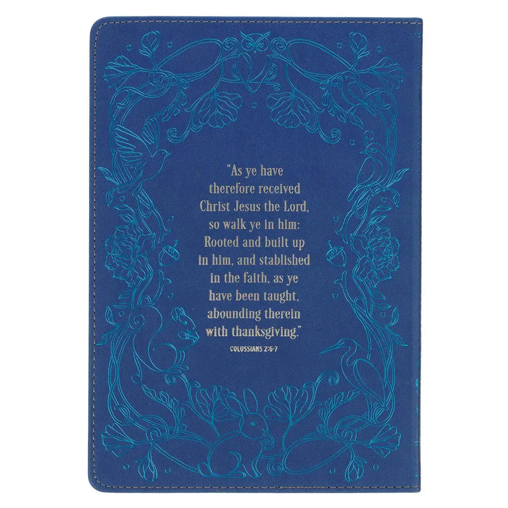 Growing Faith: 90 Devotional Stories for Families Blue Faux Leather Gift Book