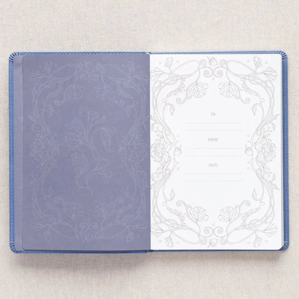 Growing Faith: 90 Devotional Stories for Families Blue Faux Leather Gift Book