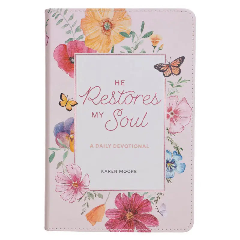 He Restores My Soul Pink Faux Leather Daily Devotional for Women Main image