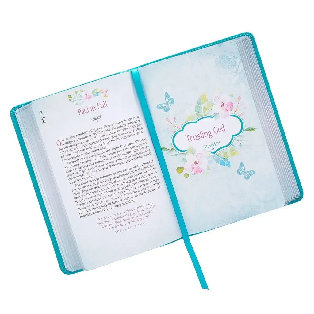 He Whispers Your Name Turquoise Faux Leather Devotional