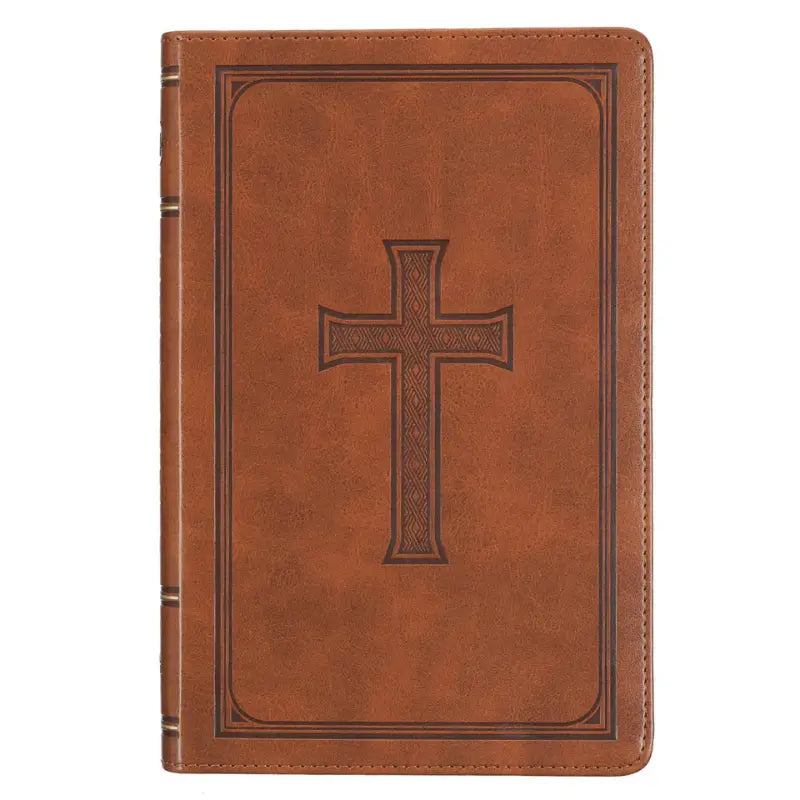 Honey-Brown Faux Leather King James Version Deluxe Gift Bible with Thumb Index Main image