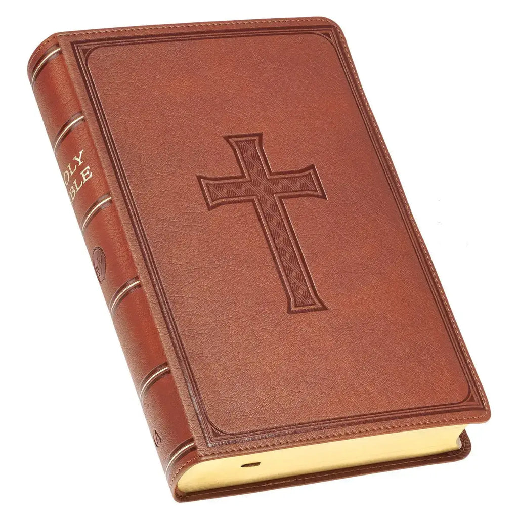 Honey Brown Faux Leather Giant Print Standard-size King James Version Bible with Thumb Index