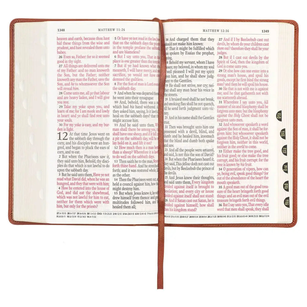 Honey Brown Faux Leather Giant Print Standard-size King James Version Bible with Thumb Index