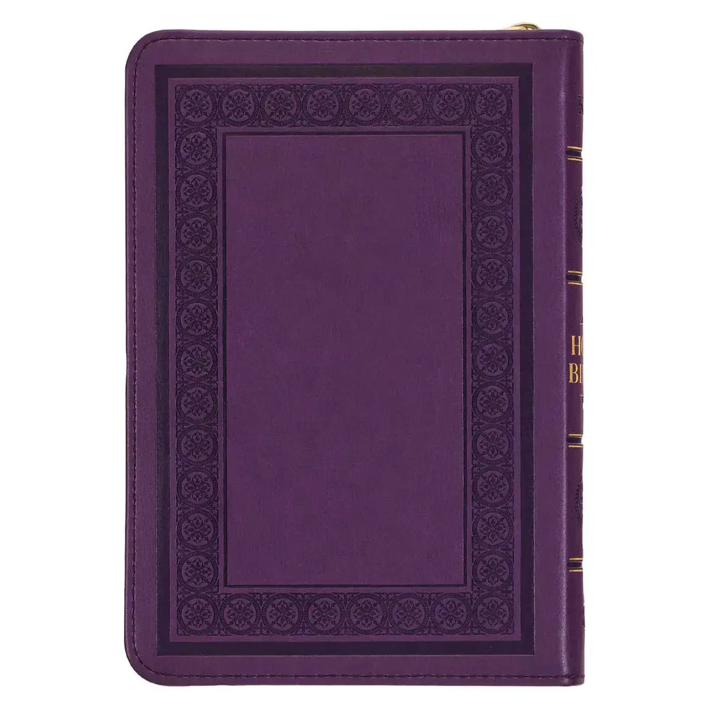 Iris Purple Faux Leather Compact King James Version Bible with Zippered Closure