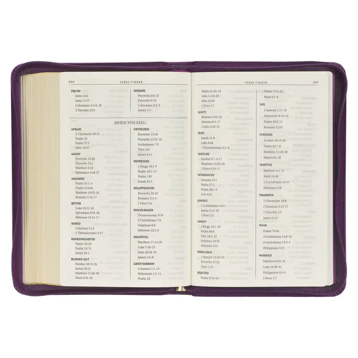 Iris Purple Faux Leather Compact King James Version Bible with Zippered Closure