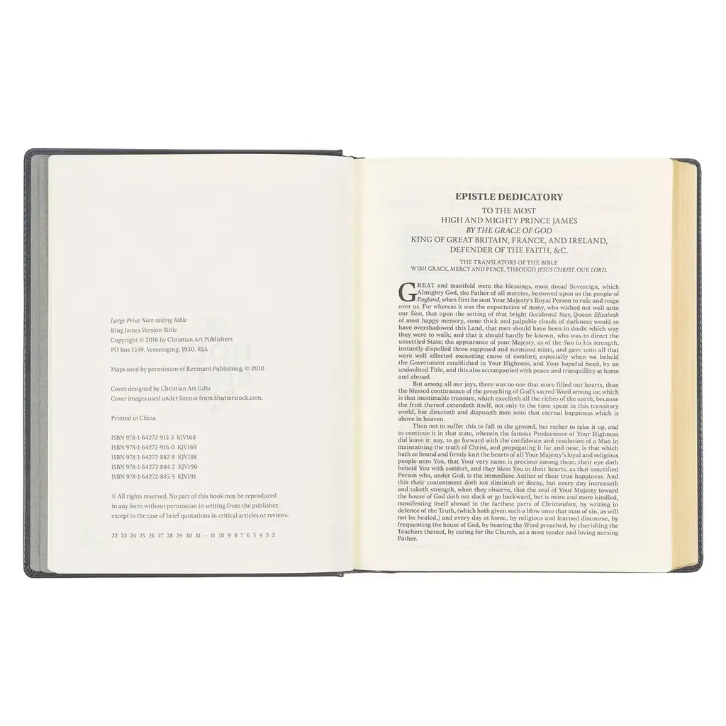 Iron Gray Faux Leather Hardcover Large Print King James Version Note-taking Bible
