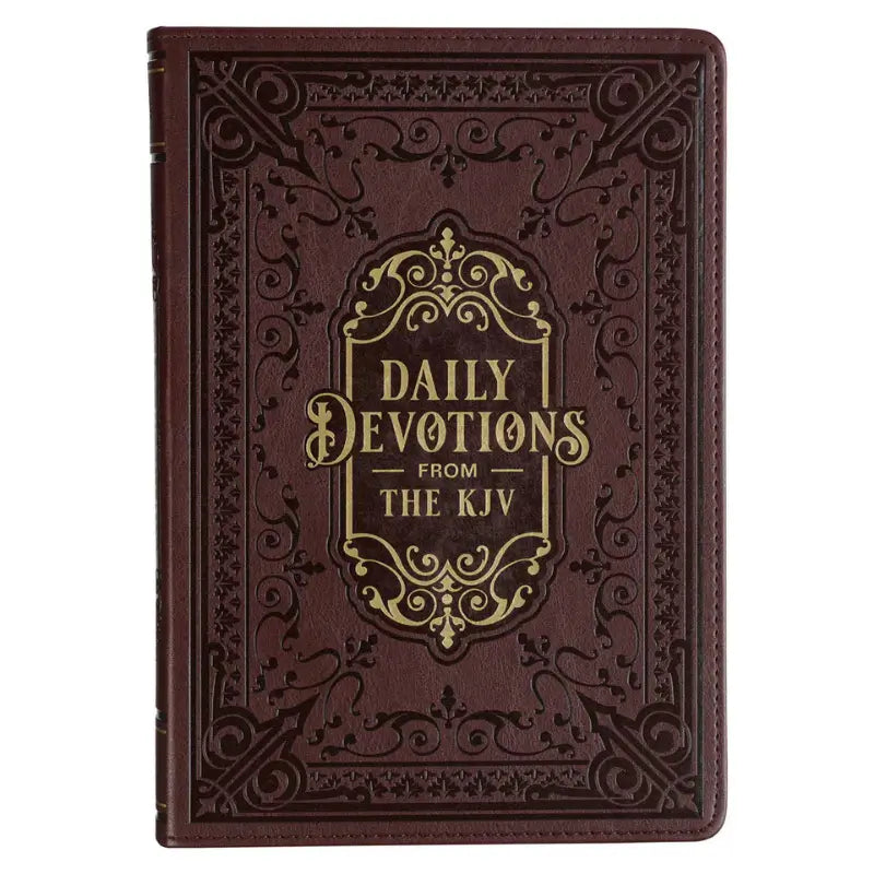 Large Print Edition Daily Devotions from the KJV Brown Faux Leather Devotional Main image