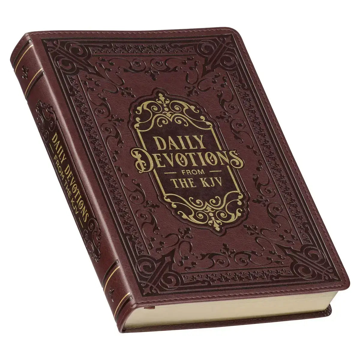 Large Print Edition Daily Devotions from the KJV Brown Faux Leather Devotional