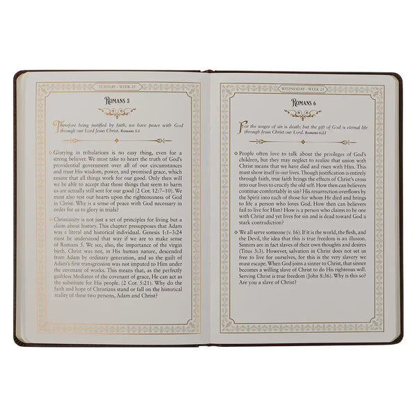 Large Print Edition Daily Devotions from the KJV Brown Faux Leather Devotional