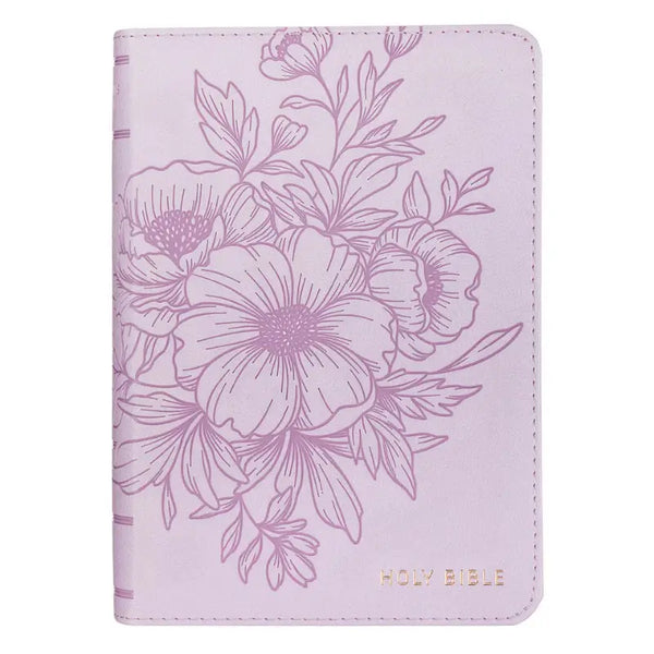 Lavender Bouquet Faux Leather Large Print Compact King James Version Bible