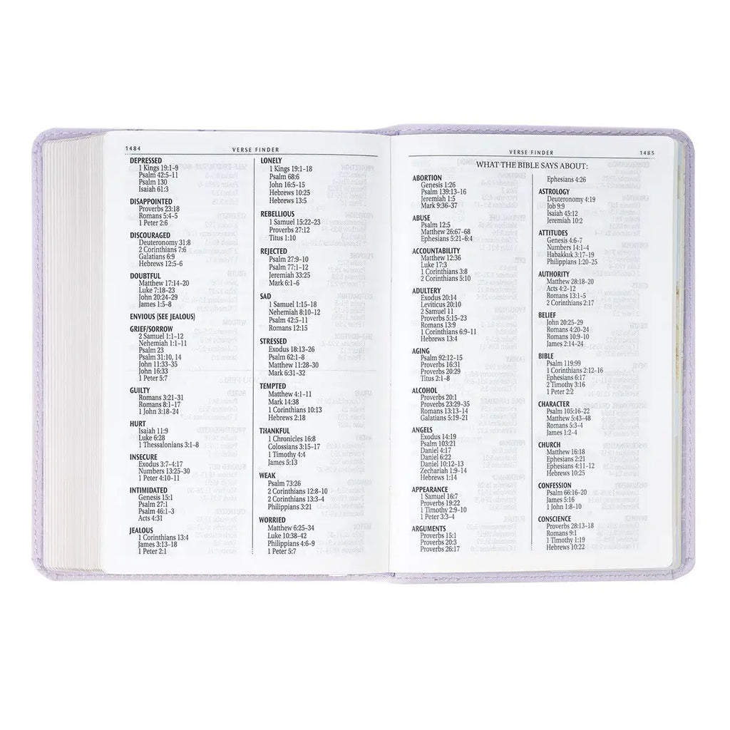 Lavender Bouquet Faux Leather Large Print Compact King James Version Bible