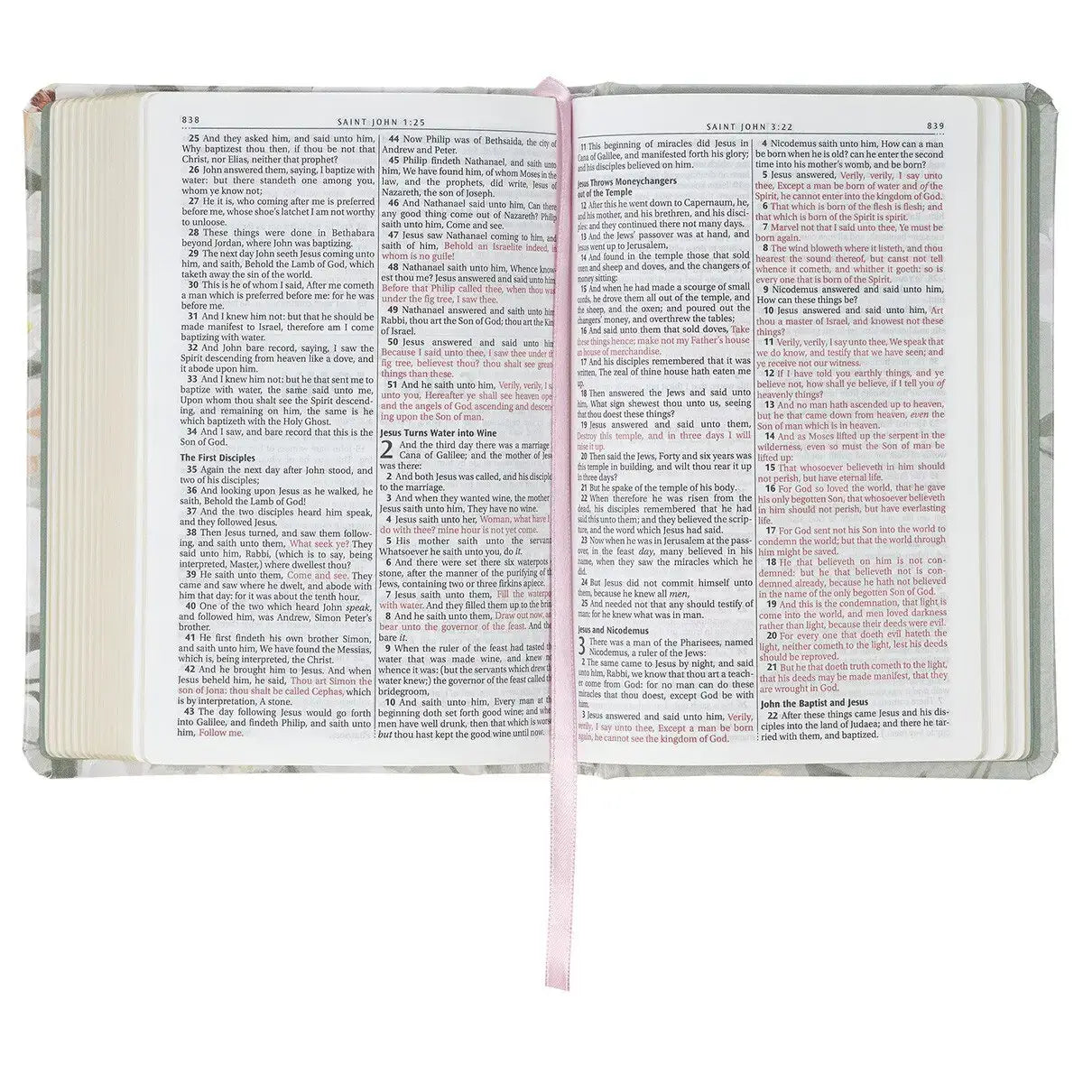 Lichen Gray Floral Faux Leather Hardcover King James Version Bible - Psalm 23:3