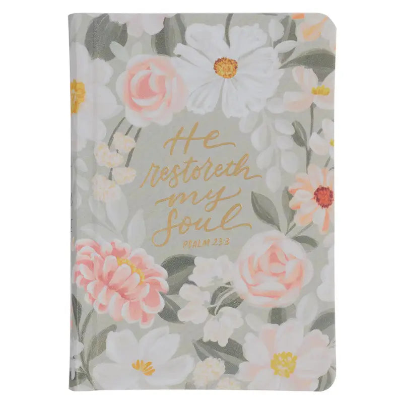 Lichen Gray Floral Faux Leather Hardcover King James Version Bible - Psalm 23:3 Main image