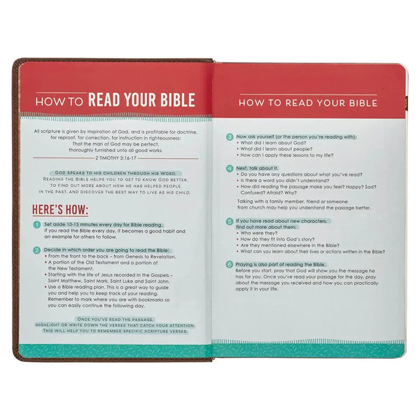 Lion Brown Faux Leather Kid's King James Version Bible