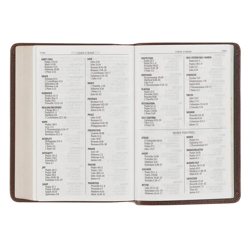 Mahogany Brown Genuine Leather Large Print Compact Bible