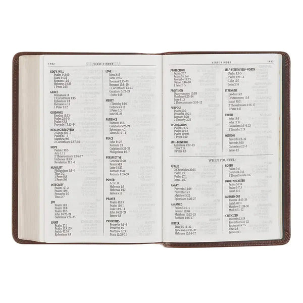 Mahogany Brown Genuine Leather Large Print Compact Bible