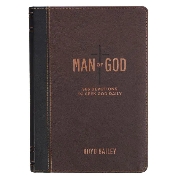 Man of God Two-Tone Brown Faux Leather Daily Devotional
