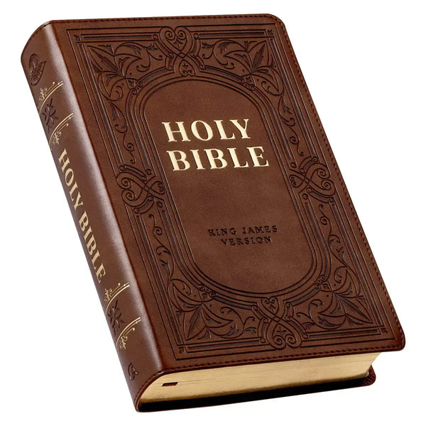 Medium Brown Ivy Faux Leather Giant Print Standard-size King James Version Bible with Thumb Index