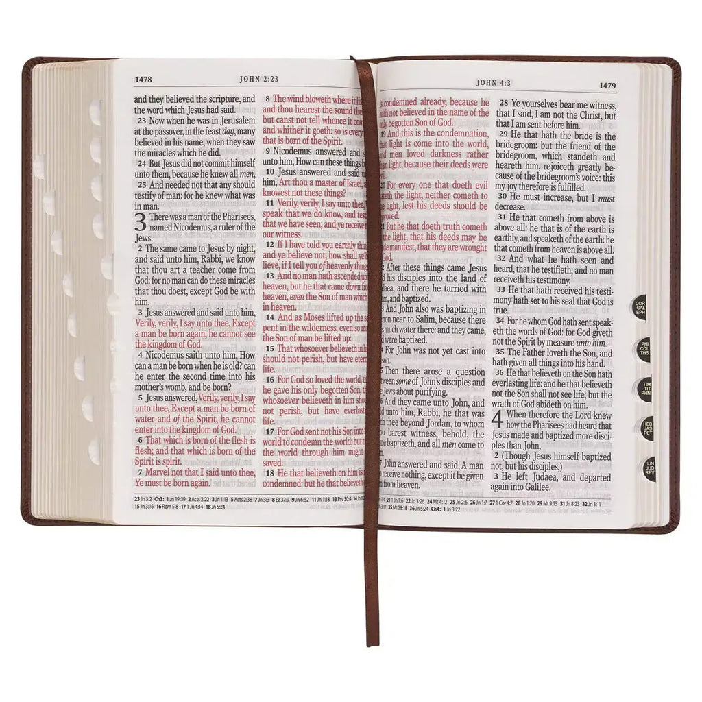 Medium Brown Ivy Faux Leather Giant Print Standard-size King James Version Bible with Thumb Index