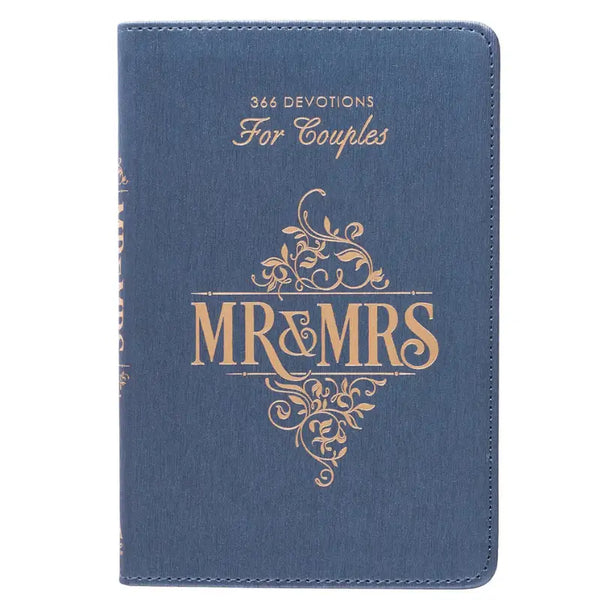 Mr. & Mrs. 366 Devotions for Couples Blue Faux Leather Devotional