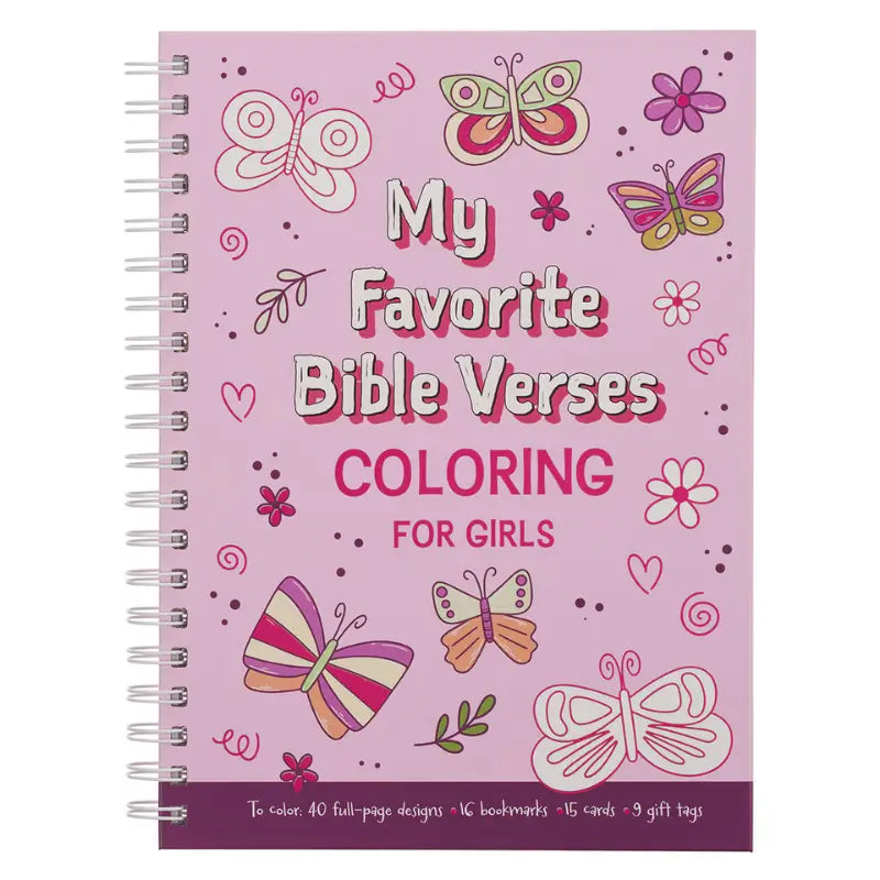 My Favorite Bible Verses Pink Spiral Coloring Book for Girls Main image