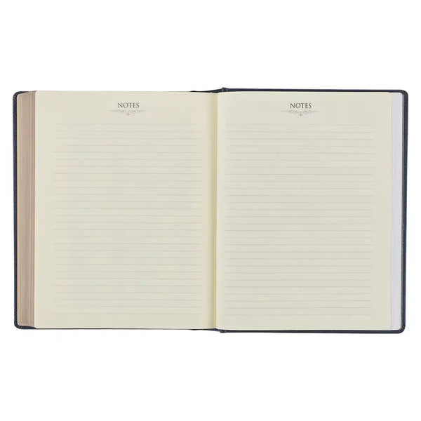 Navy Blue Floral Faux Leather Hardcover Large Print KJV Note-Taking Bible