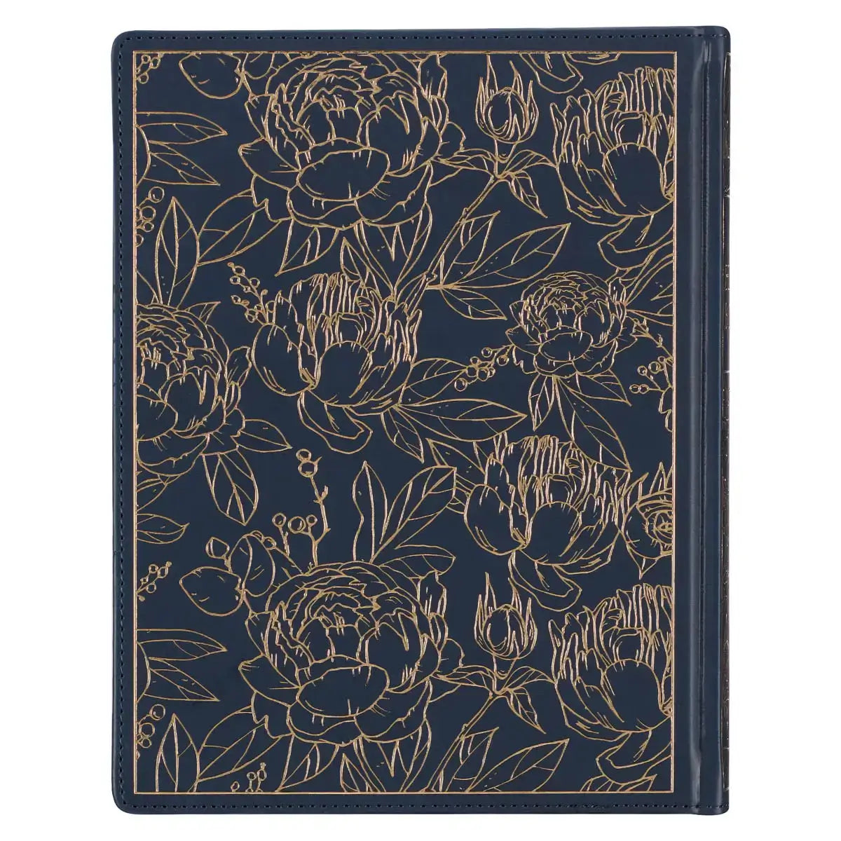 Navy Blue Floral Faux Leather Hardcover Large Print KJV Note-Taking Bible