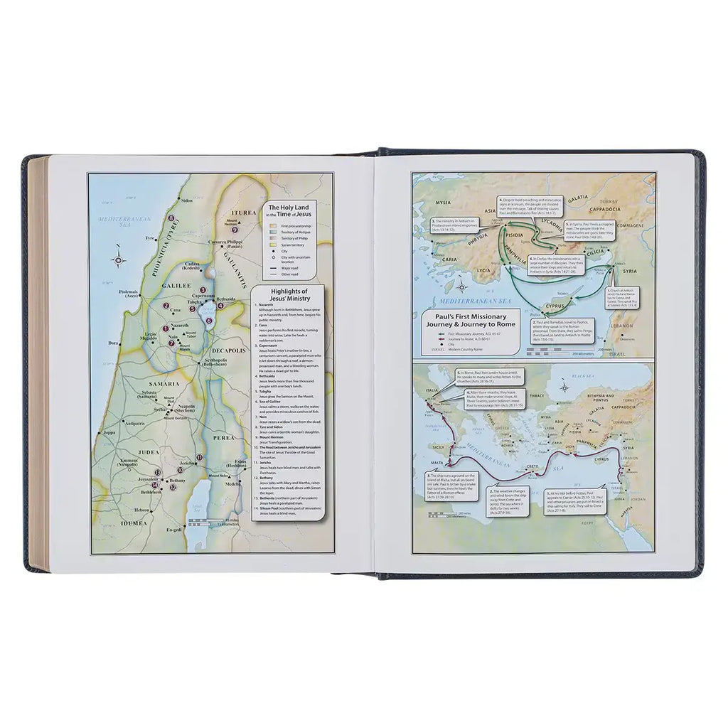 Navy Blue Floral Faux Leather Hardcover Large Print KJV Note-Taking Bible