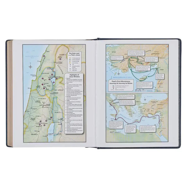 Navy Blue Floral Faux Leather Hardcover Large Print KJV Note-Taking Bible