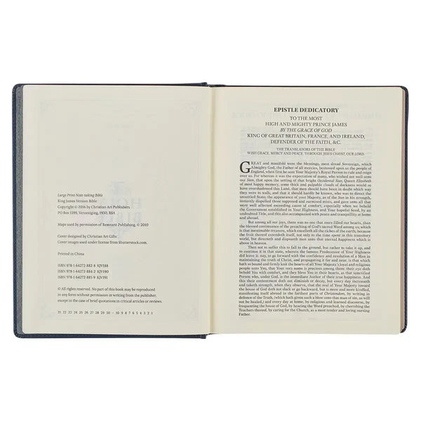 Navy Blue Floral Faux Leather Hardcover Large Print KJV Note-Taking Bible