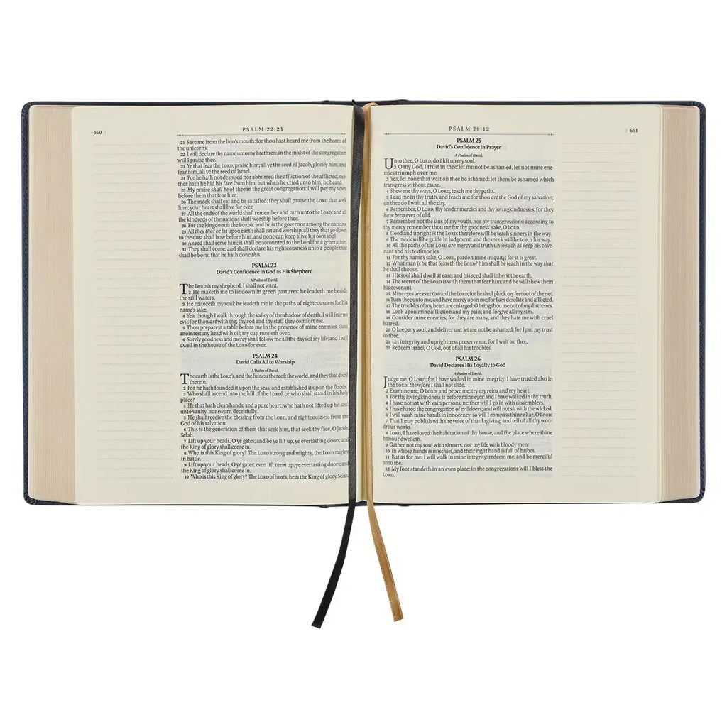 Navy Blue Floral Faux Leather Hardcover Large Print KJV Note-Taking Bible