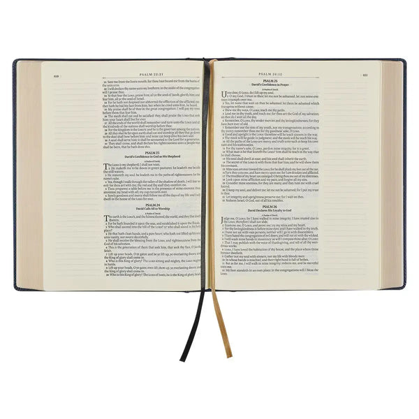 Navy Blue Floral Faux Leather Hardcover Large Print KJV Note-Taking Bible