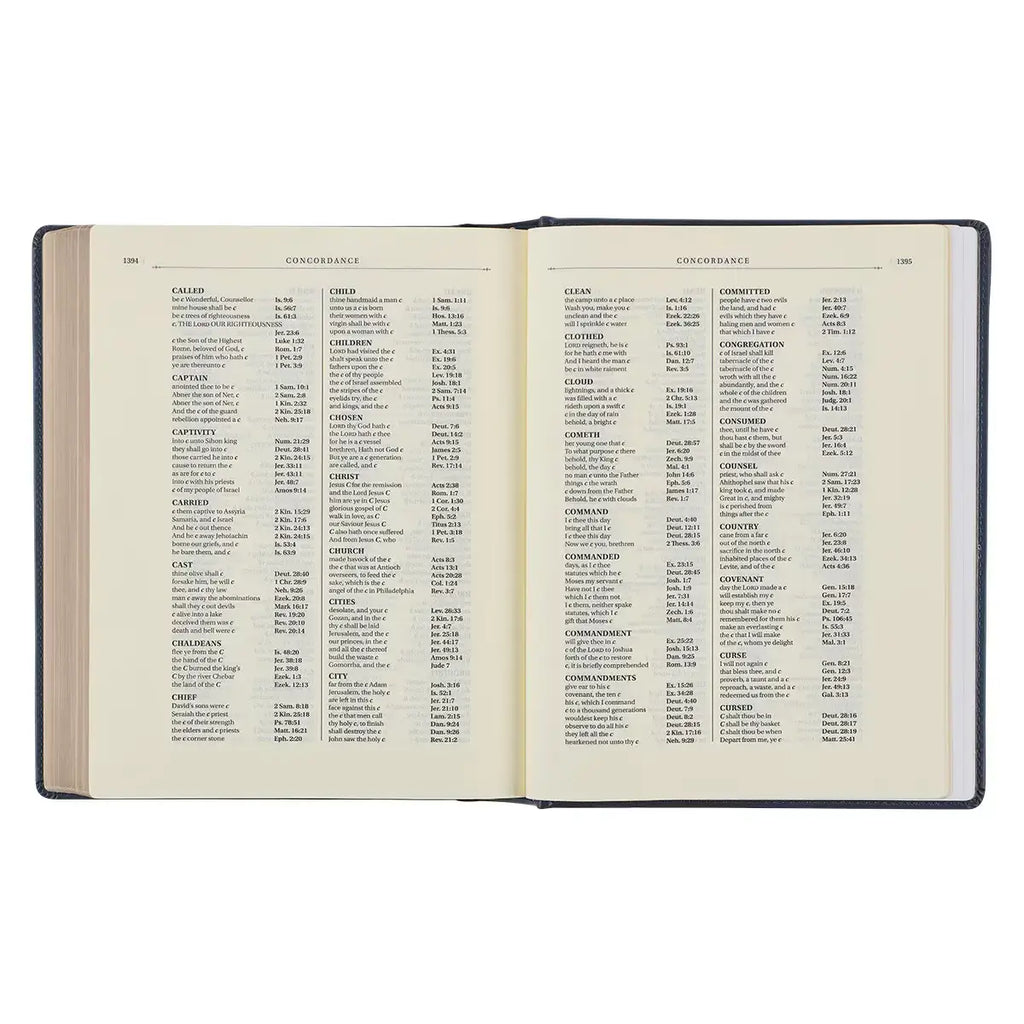 Navy Blue Floral Faux Leather Hardcover Large Print KJV Note-Taking Bible