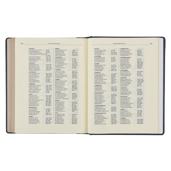 Navy Blue Floral Faux Leather Hardcover Large Print KJV Note-Taking Bible