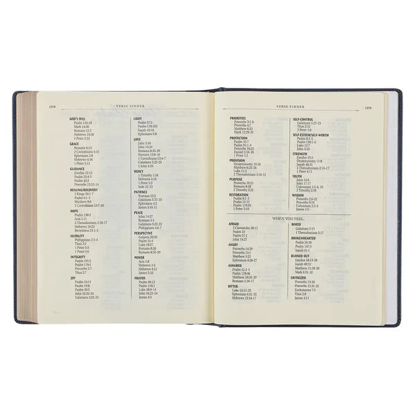 Navy Blue Floral Faux Leather Hardcover Large Print KJV Note-Taking Bible