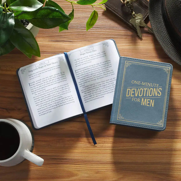 One-Minute Devotions for Men Slate Blue Faux Leather Devotional